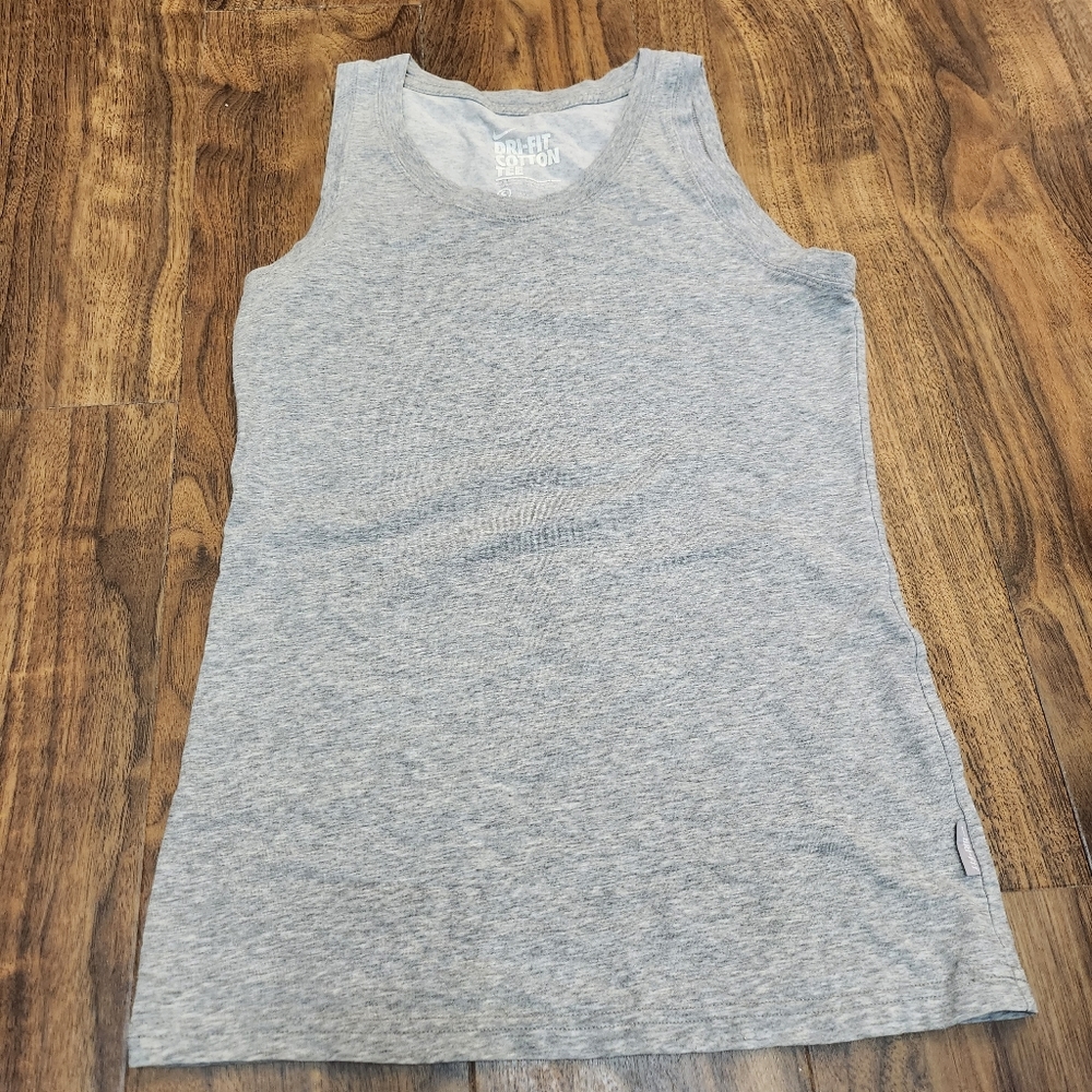 Nike Dri-Fit Cotton Muscle Tank Top Gray Size Small Women's Crew Neck
